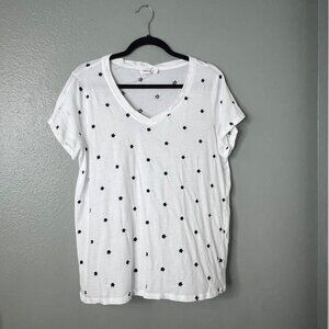 For The Republic V-Neck Star T-Shirt Size 1X Embroidered‎ T-Shirt White Blue